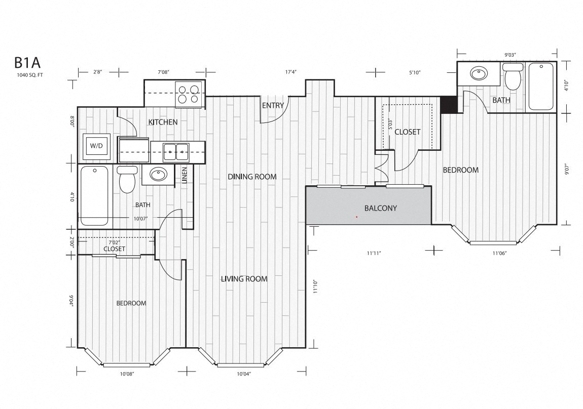 Whitney Uptown B1A Floor Plan